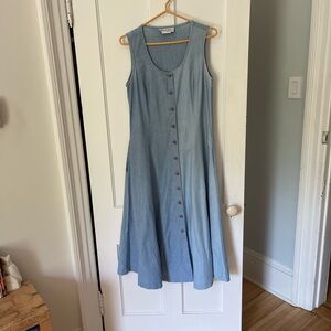 Vintage Indigo-Dyed Summer Cotton Maxi Dress Hiroko Size M